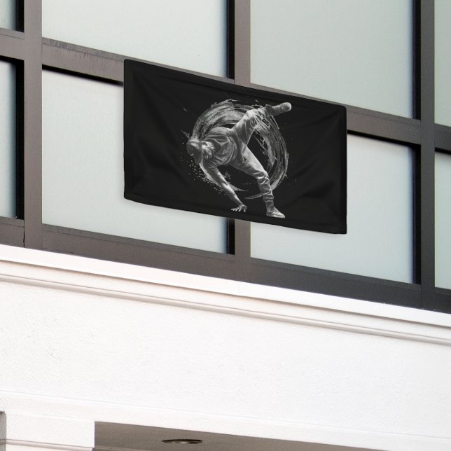 Breakdance Urban Style Monochrome Motion Art  Banner (Outside Building)