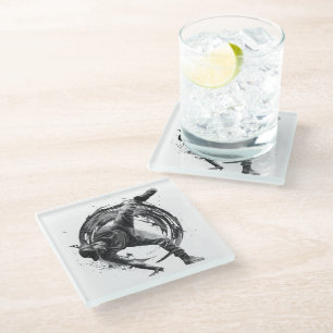 Breakdance Urban Style Monochrome Motion Art Glass Coaster