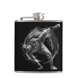 Breakdance Urban Style Monochrome Motion Art  Hip Flask