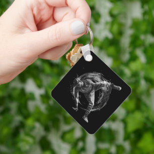 Breakdance Urban Style Monochrome Motion Art Key Ring