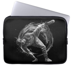 Breakdance Urban Style Monochrome Motion Art  Laptop Sleeve