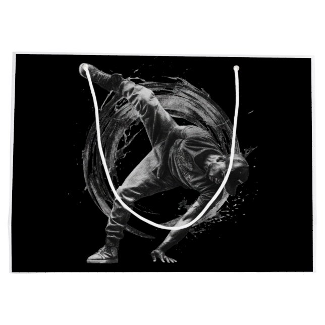 Breakdance Urban Style Monochrome Motion Art  Large Gift Bag (Back)