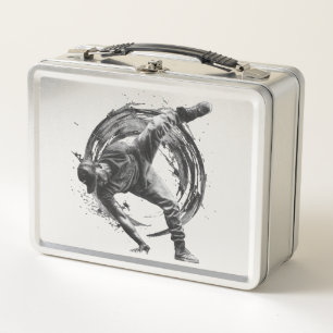Breakdance Urban Style Monochrome Motion Art Metal Lunch Box