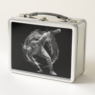 Breakdance Urban Style Monochrome Motion Art Metal Lunch Box