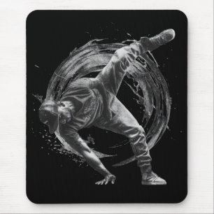 Breakdance Urban Style Monochrome Motion Art  Mouse Pad