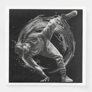 Breakdance Urban Style Monochrome Motion Art Napkin