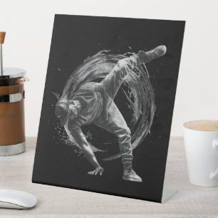 Breakdance Urban Style Monochrome Motion Art Pedestal Sign