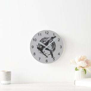 Breakdance Urban Style Monochrome Motion Art  Round Clock