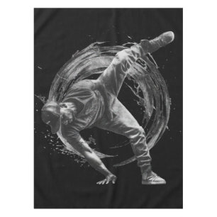Breakdance Urban Style Monochrome Motion Art Tablecloth