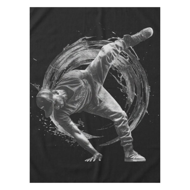 Breakdance Urban Style Monochrome Motion Art  Tablecloth (Front)