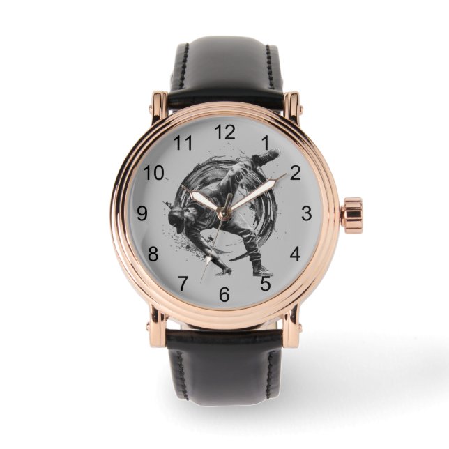 Breakdance Urban Style Monochrome Motion Art  Watch (Front)