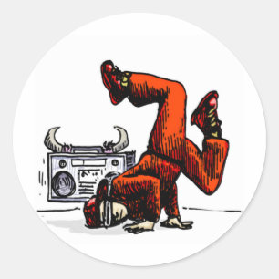Breakdancer and Box Hip Hop Classic Round Sticker