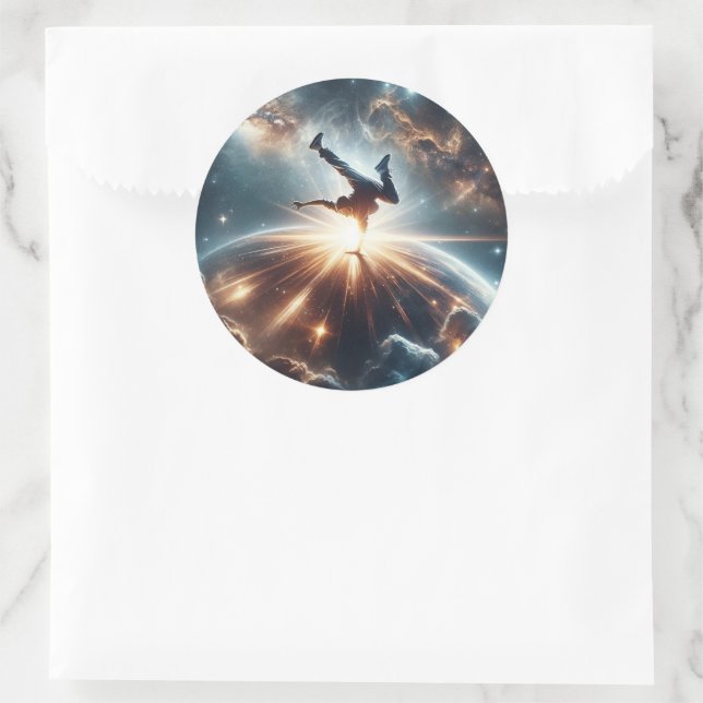 Breakdancer in action, Ai, Action in the Galaxy Classic Round Sticker (Bag)