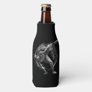 Breakdancer in action, in ink splatter style bottle cooler