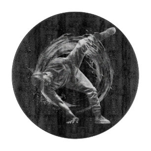 Breakdancer in action, in ink splatter style cutting board