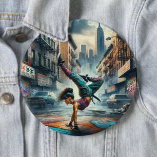 Breakdancer Women in action New York silhouette 6 Cm Round Badge
