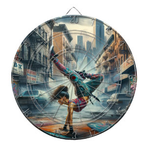 Breakdancer Women in action New York silhouette Dartboard