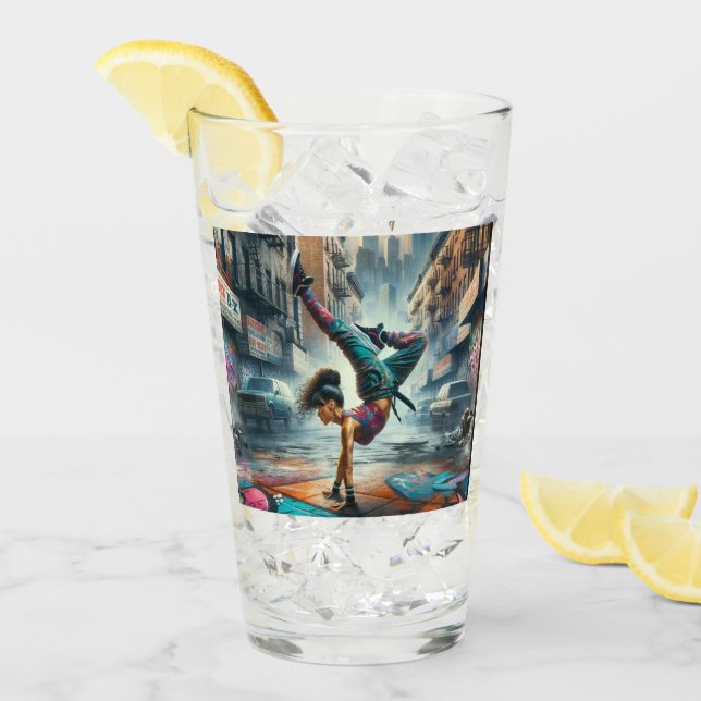 Breakdancer Women in action New York silhouette Glass (Front Ice)