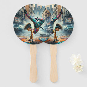 Breakdancer Women in action New York silhouette Hand Fan