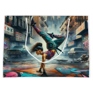 Breakdancer Women in action New York silhouette Large Gift Bag