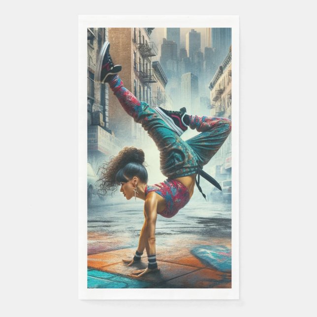 Breakdancer Women in action New York silhouette Napkin (Front)
