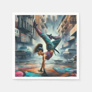 Breakdancer Women in action New York silhouette Napkin