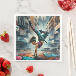Breakdancer Women in action New York silhouette Napkin
