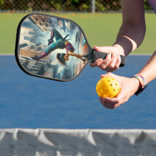 Breakdancer Women in action New York silhouette Pickleball Paddle