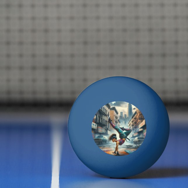 Breakdancer Women in action New York silhouette Ping Pong Ball (Net)