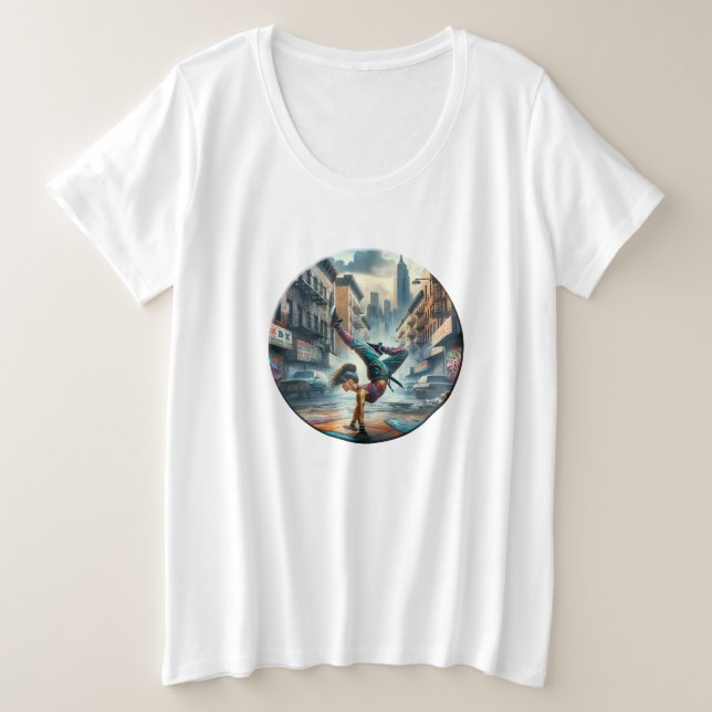 Breakdancer Women in action New York silhouette Plus Size T-Shirt (Design Front)