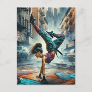 Breakdancer Women in action New York silhouette Postcard