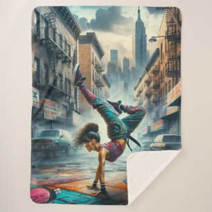 Breakdancer Women in action New York silhouette Sherpa Blanket
