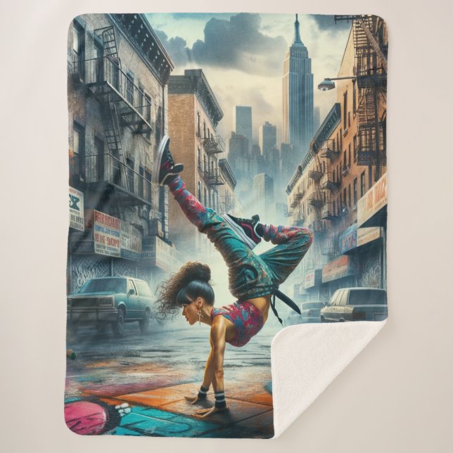 Breakdancer Women in action New York silhouette Sherpa Blanket (Front)