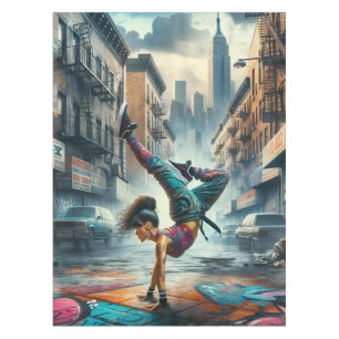 Breakdancer Women in action New York silhouette Tablecloth