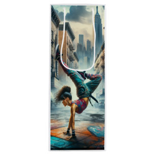Breakdancer Women in action New York silhouette Wine Gift Bag