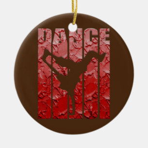 Breakdancing Dance Red Hip Hop Graffiti Art Ceramic Tree Decoration