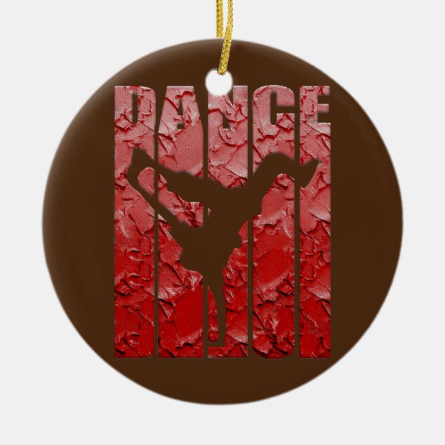 Breakdancing Dance Red Hip Hop Graffiti Art Ceramic Tree Decoration (Front)