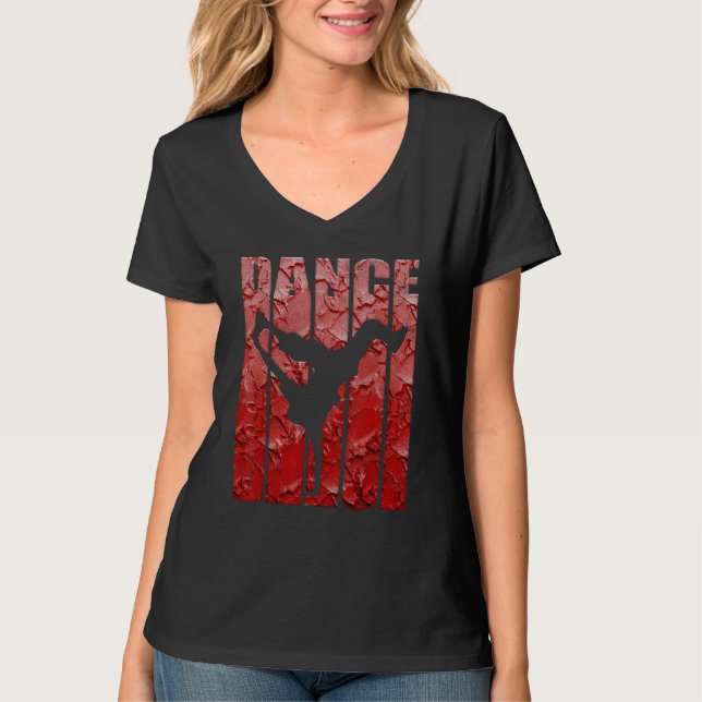 Breakdancing  Dance Red Hip Hop Graffiti Breakdanc T-Shirt (Front)