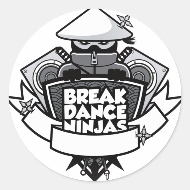 Breakdancing Ninja Crest Japanese Style Classic Round Sticker (Front)