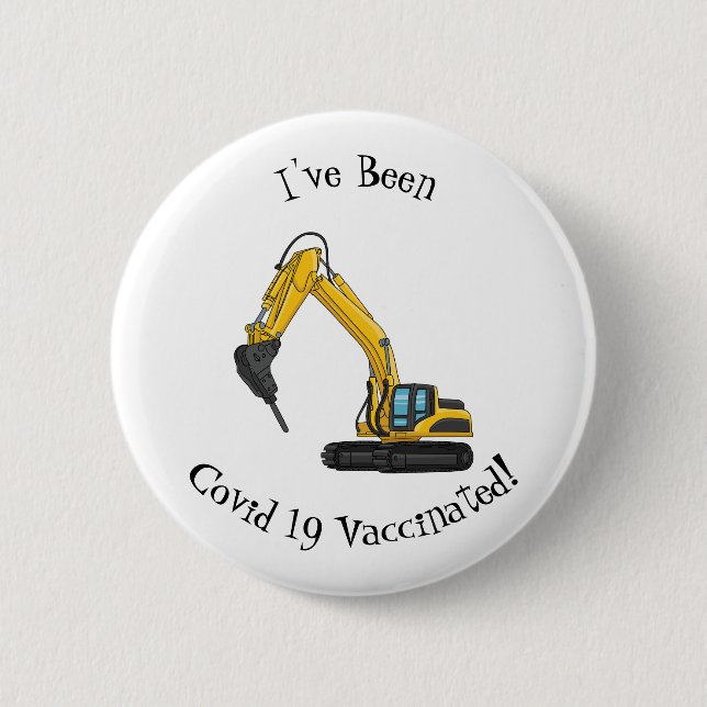 Breaker excavator cartoon illustration 6 cm round badge (Front)