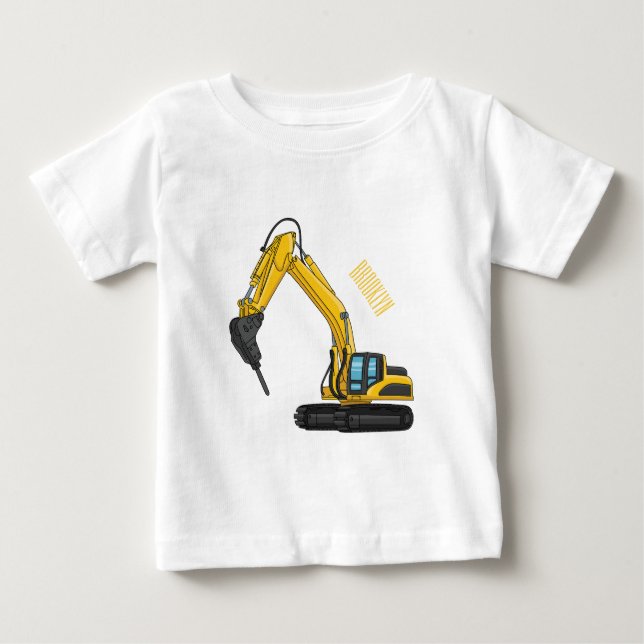Breaker excavator cartoon illustration baby T-Shirt (Front)