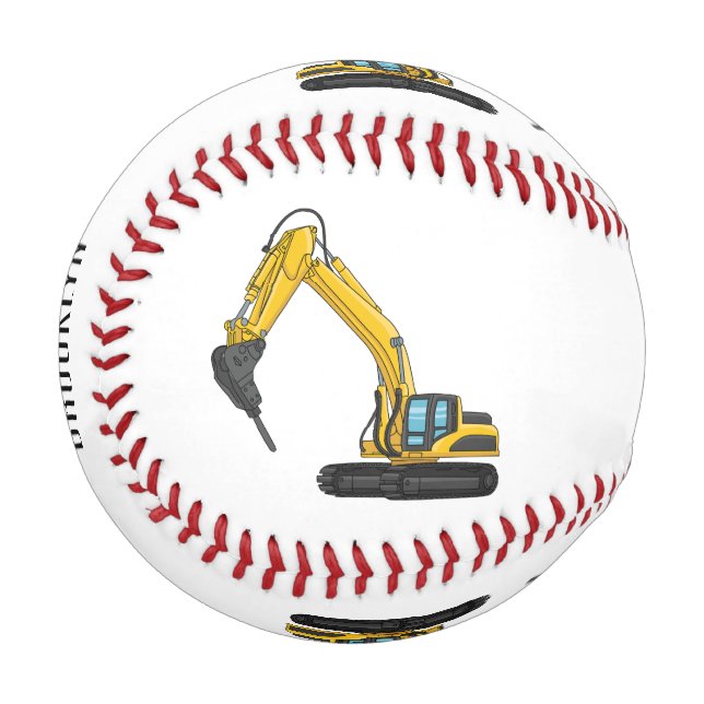 Breaker excavator cartoon illustration baseball (Front Left)