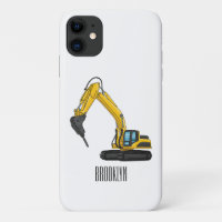 Breaker excavator cartoon illustration