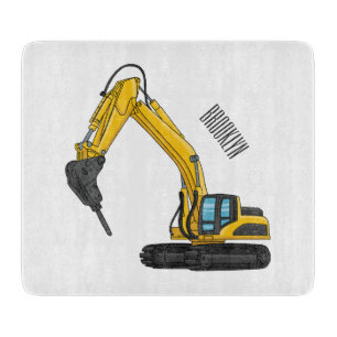 Breaker excavator cartoon illustration cutting board