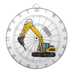 Breaker excavator cartoon illustration dartboard