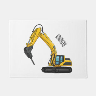 Breaker excavator cartoon illustration doormat