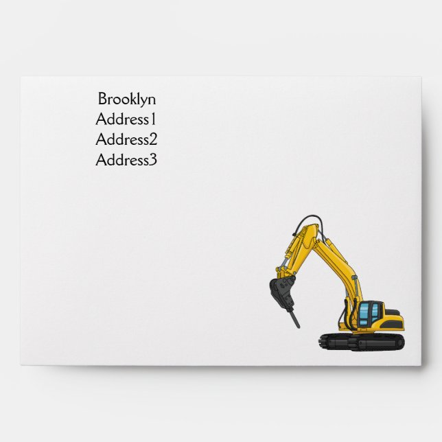 Breaker excavator cartoon illustration envelope (Front)
