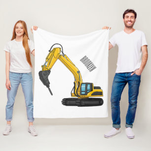 Breaker excavator cartoon illustration  fleece blanket