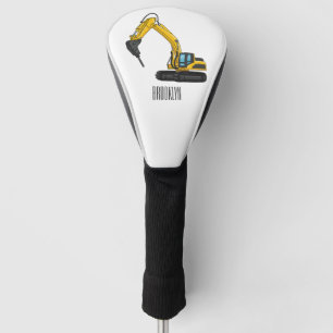 Breaker excavator cartoon illustration golf head cover
