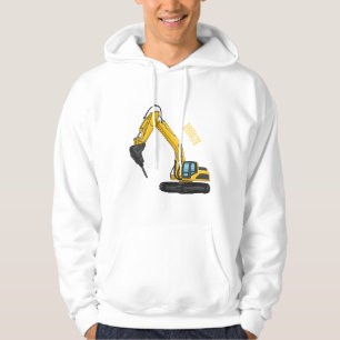 Breaker excavator cartoon illustration  hoodie